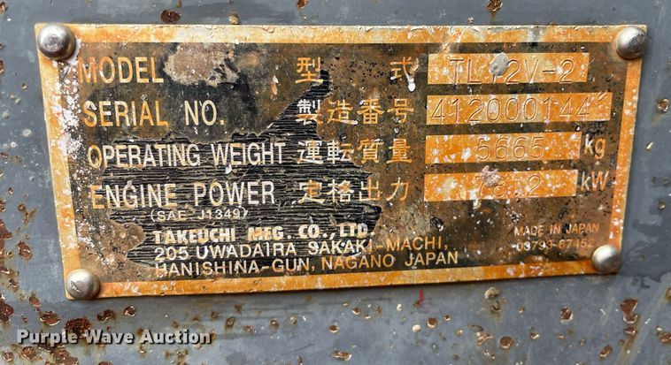 image for item DP0267 2016 Takeuchi TL12V2  tracked skid steer loader