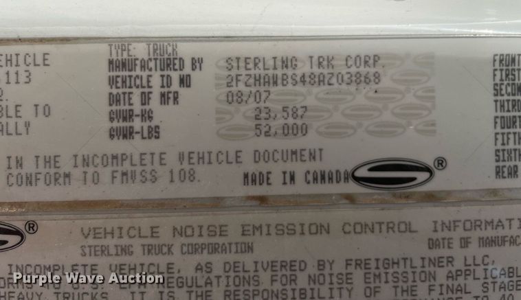 image for item DP0272 2008 Sterling L8500  dump truck