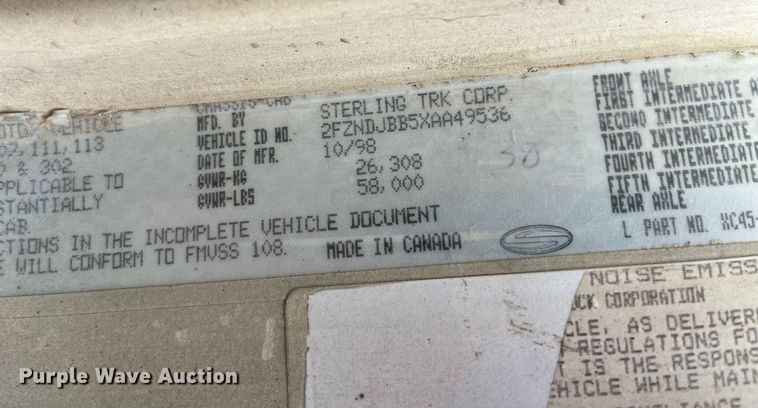 image for item DP2148 1999 Sterling L8511  ready mix truck