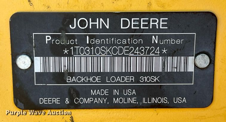 image for item DP2168 2013 John Deere 310SK  backhoe