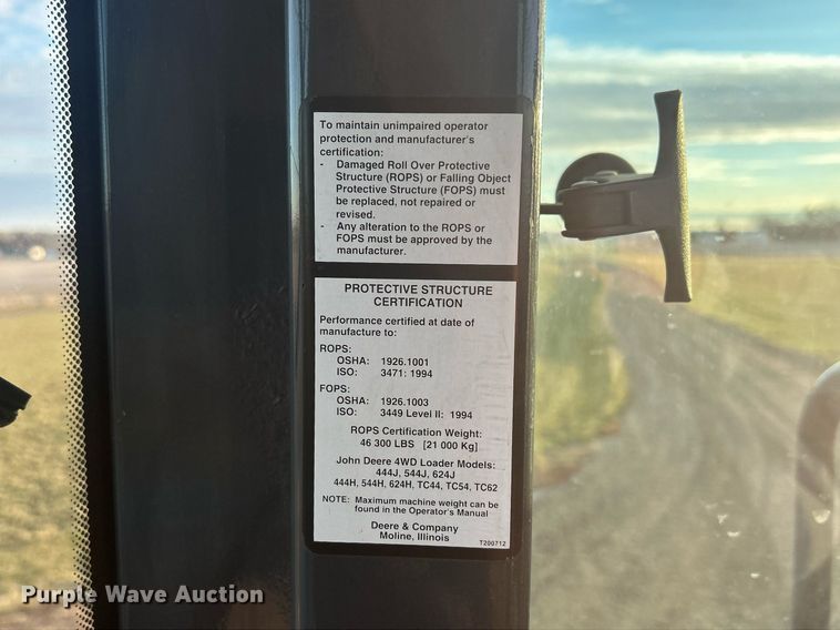 image for item DQ1072 2005 John Deere 544J  high lift wheel loader