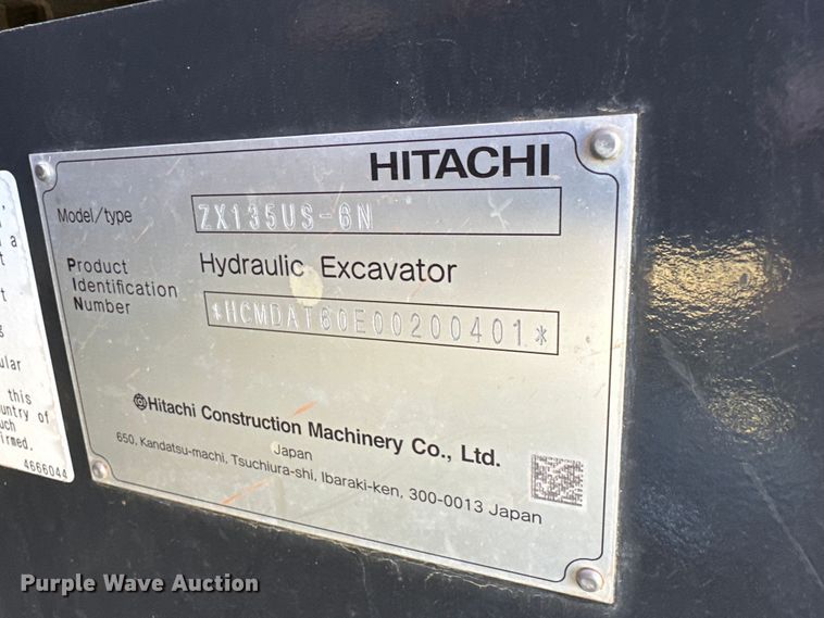 image for item DQ1565 2019 Hitachi Zaxis 135US-6N  excavator