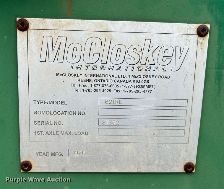image for item DQ2337 2014 McCloskey 621RE  trommel screen