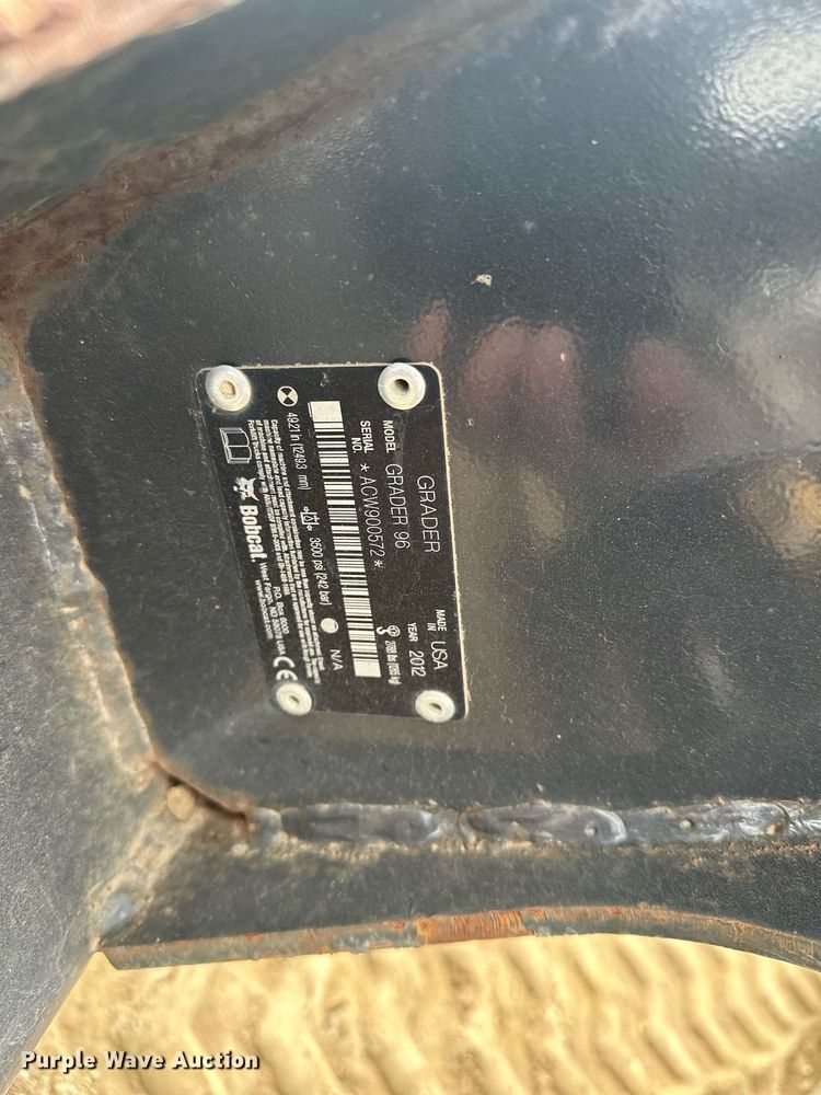 image for item DQ7404 2012 Bobcat Grader 96  skid steer grader