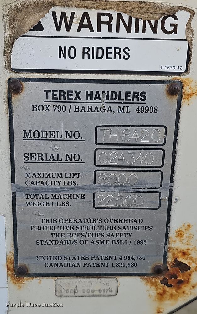 image for item DQ8494 2002 Terex TH842C  telehandler