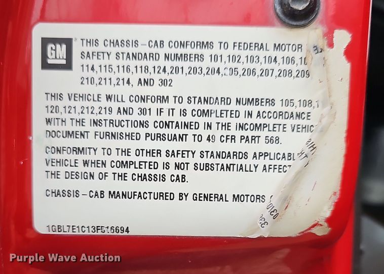 image for item DR5914 2003  Chevrolet C7500  dump truck