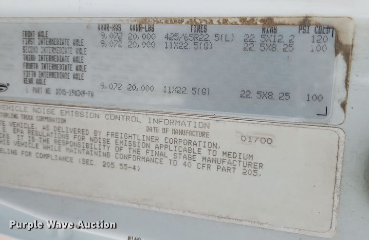 image for item DR7786 2000 Sterling L8500  crane truck