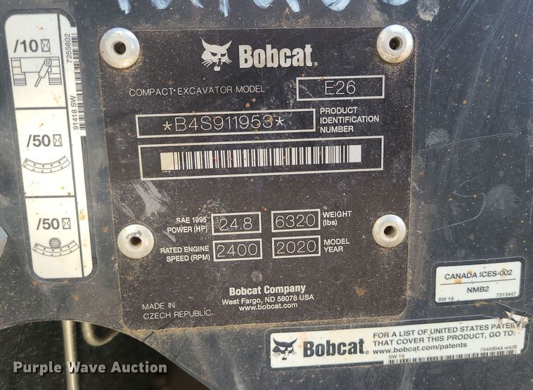 image for item DR7818 2020 Bobcat E26  mini excavator