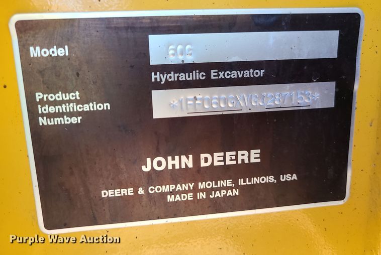 image for item DR7838 2016 John Deere 60G  mini excavator