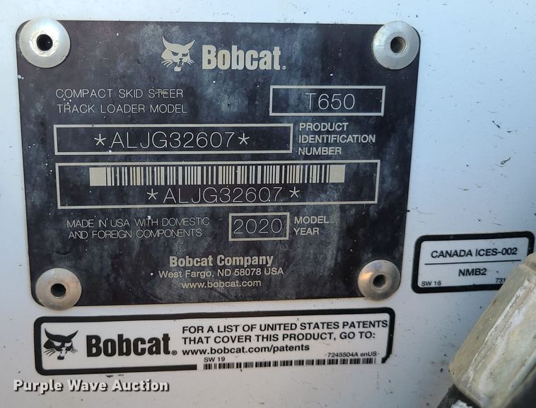 image for item DR7840 2020 Bobcat T650  tracked skid steer loader