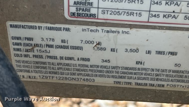 image for item DS2410 2016 InTech FOST7X12TA2  fiber optic splicing trailer