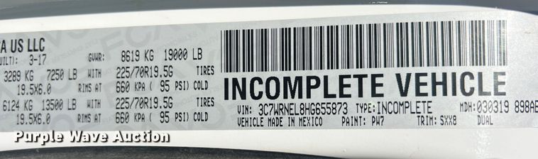 image for item DS2461 2017 Dodge Ram 5500HD  Crew Cab flatbed truck