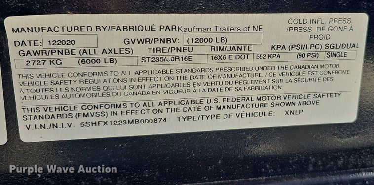 image for item DS5639 2021 Kaufman XNLP dump trailer