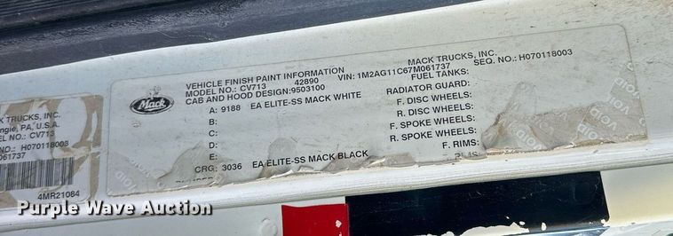 image for item DS6453 2007 Mack CV713  dump truck