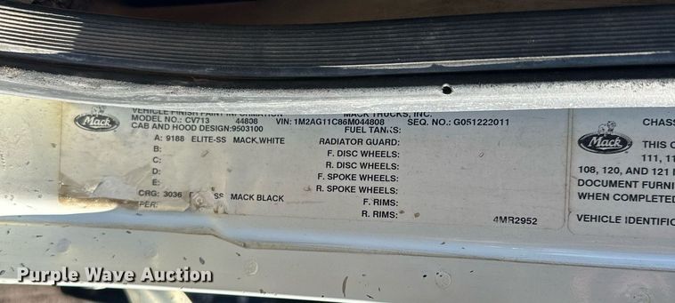 image for item DS6469 2006 Mack CV713  dump truck