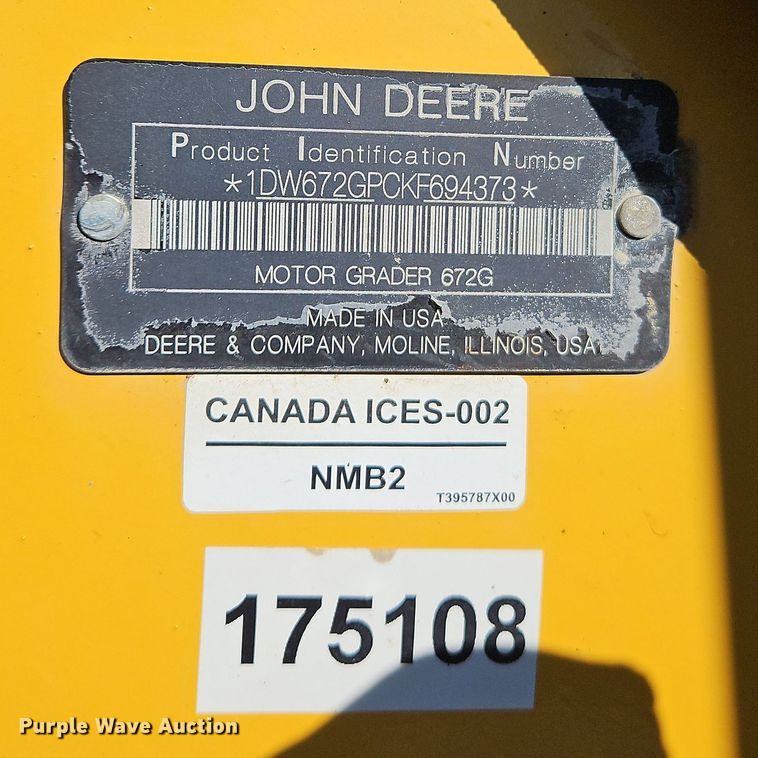 image for item DS6481 2019 John Deere 672GP  motor grader