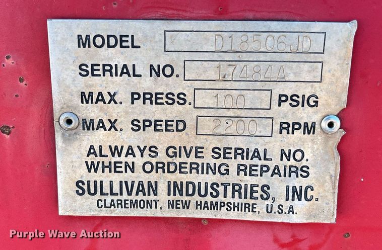 image for item EI0518 Sullivan D185Q6JD  air compressor