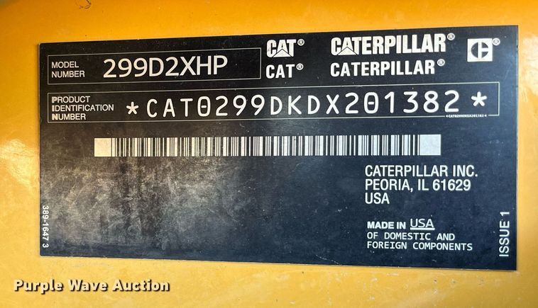 image for item EI0525 2017 Caterpillar 299D2XHP  tracked skid steer loader