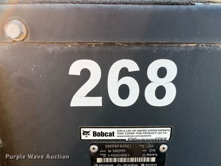 image for item EI0528 2019 Bobcat 84 Sweeper  skid steer sweeper