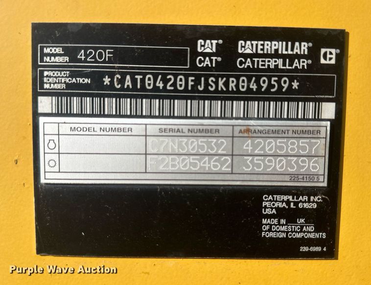 image for item EK9773 2015 Caterpillar 420F  backhoe