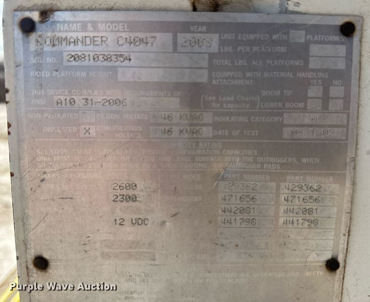 image for item EK9776 2009 International 7400 WorkStar  digger derrick truck