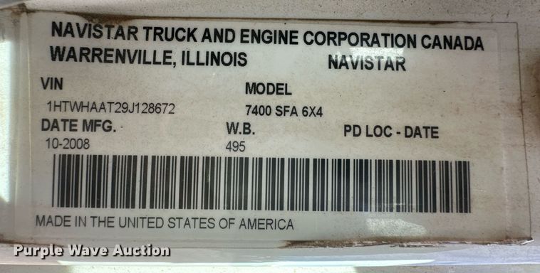 image for item EK9776 2009 International 7400 WorkStar  digger derrick truck