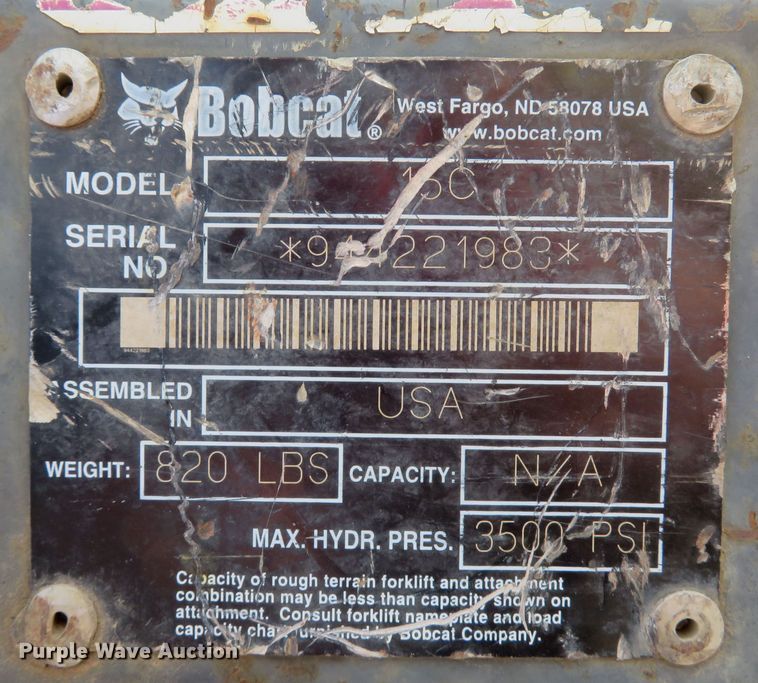 image for item FB9864 Bobcat 15C  skid steer auger