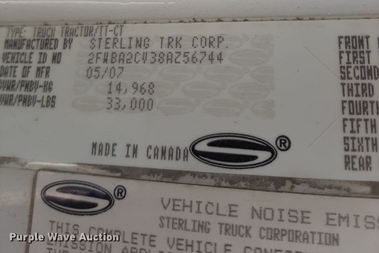 image for item GG9951 2008 Sterling A-Line  dump truck