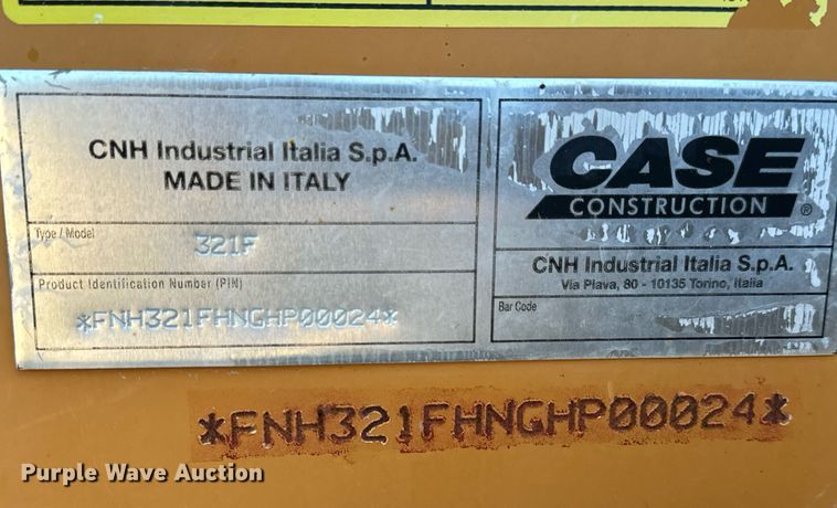 image for item GG9959 2016 Case 321F  wheel loader