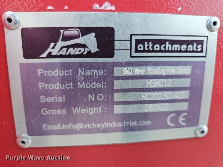 image for item IO9774 2023 Handy Attachments HSRC12  skid steer pole clamp