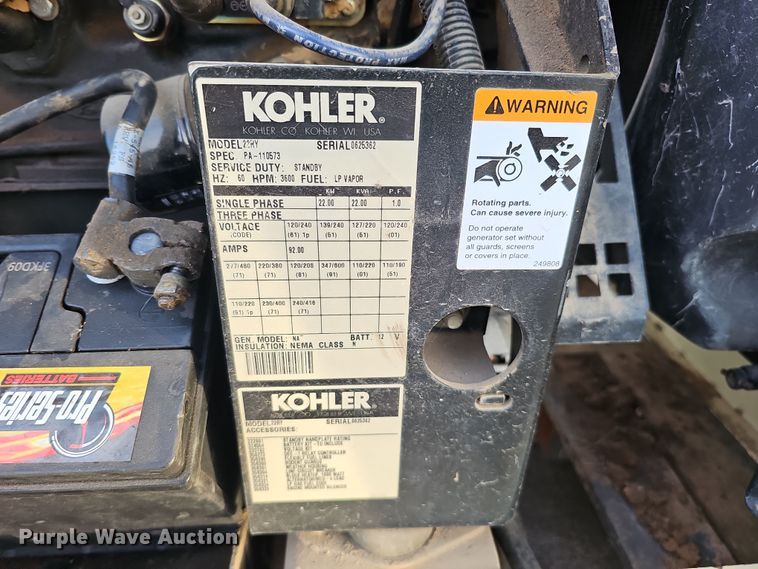 image for item IO9781 Kohler 22RY  generator