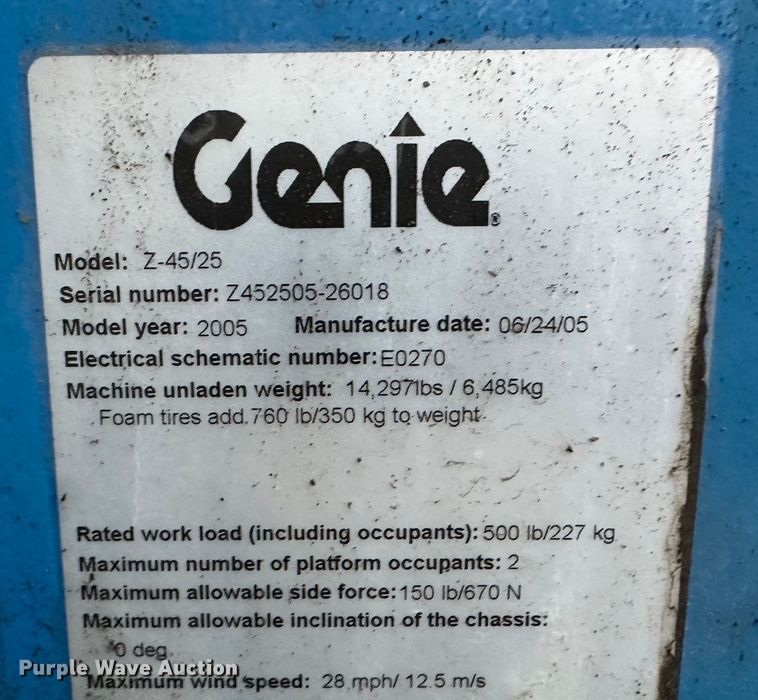 image for item JD9054 2005 Genie Z-45/25  boom lift