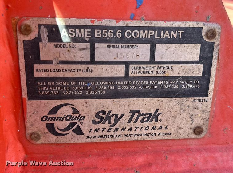 image for item JT9214 2001 Sky Trak 10042  telehandler