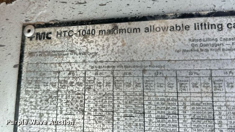 image for item JT9220 1981 Link-Belt HTC1040  crane