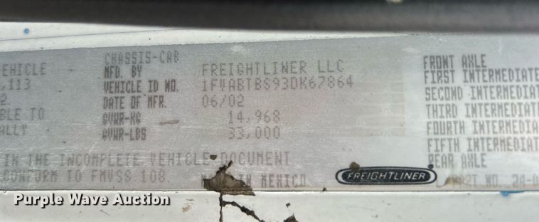 image for item KH9648 2003 Freightliner FL70  utility / service truck