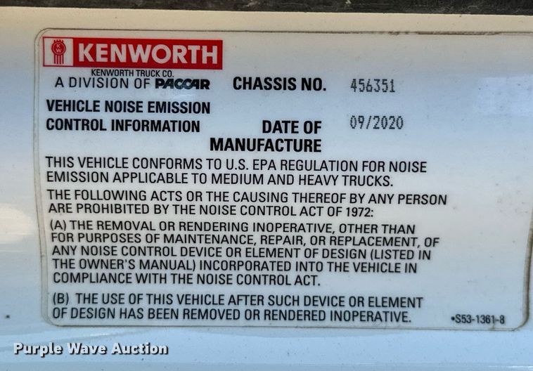 image for item KT9111 2021 Kenworth T880  dump truck