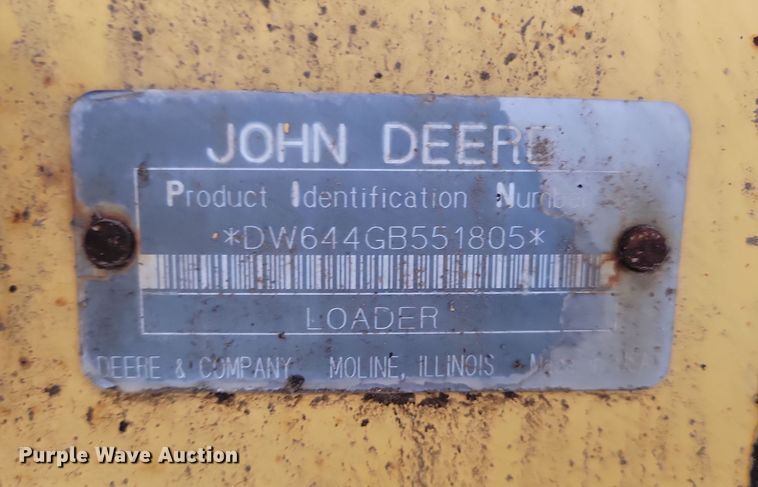 image for item KT9984 1995 John Deere 644G  wheel loader