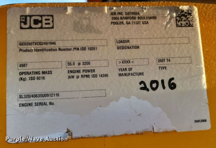 image for item KU9028 2016 JCB 260T  tracked skid steer loader