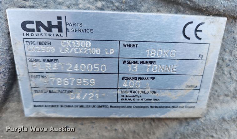 image for item LB9676 CNHI EX130D  hydraulic quick coupler