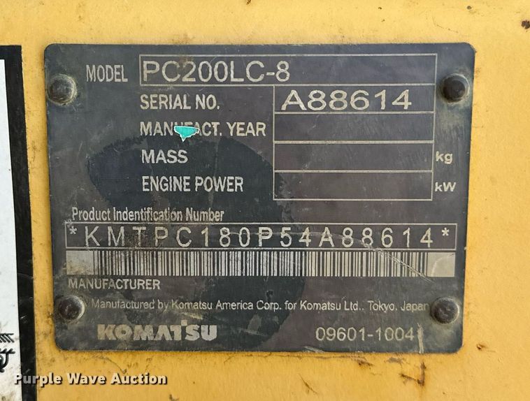 image for item LD9073 2007 Komatsu PC200LC-8  excavator