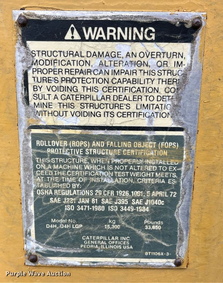 image for item LD9875 1988 Caterpillar D4H LGP  dozer