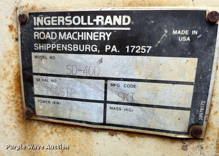 image for item LD9908 1998 Ingersoll Rand SD-40D  single drum vibratory roller