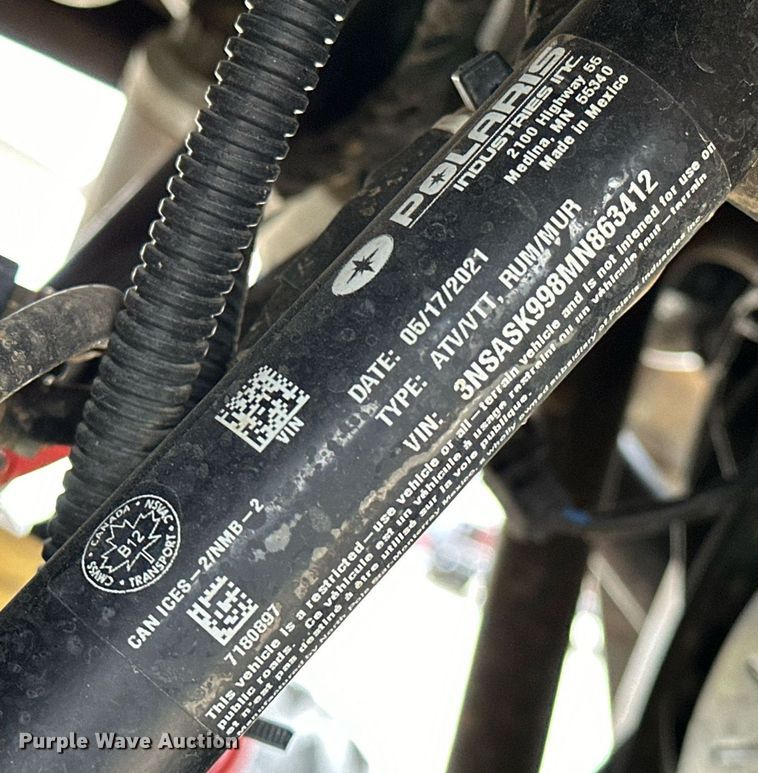 image for item LK9614 2021 Polaris RZR 1000 Trail S  utility vehicle