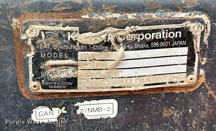 image for item LK9620 2019 Kubota SVL65-2  tracked skid steer loader