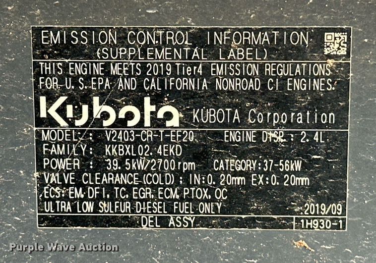 image for item LK9623 2019 Kubota MX5400DST  MFWD tractor