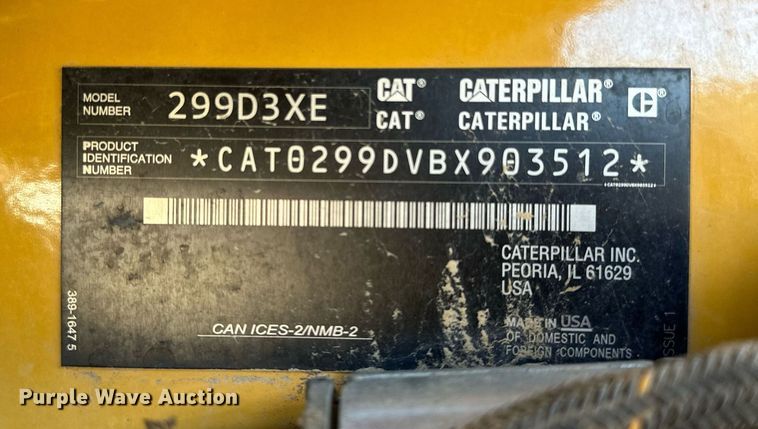 image for item LK9645 2022 Caterpillar 299D3XE  tracked skid steer loader