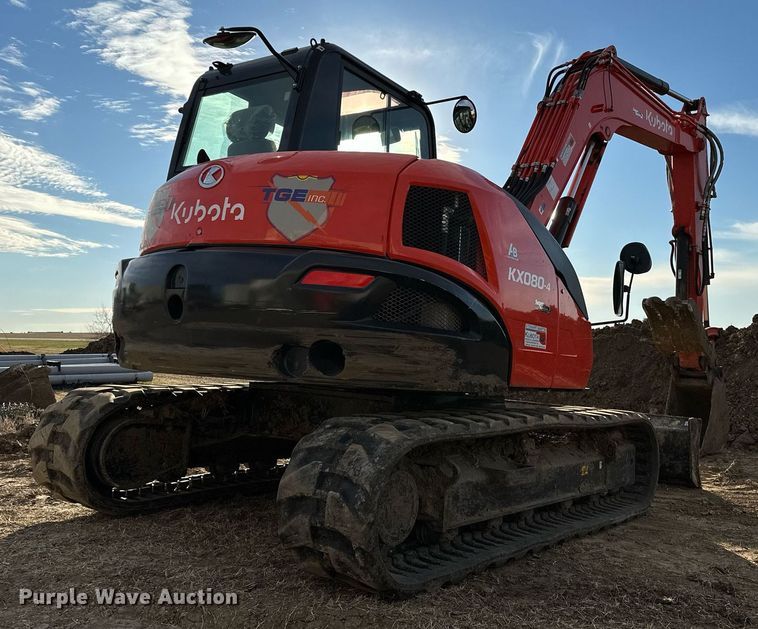 image for item LK9689 2022 Kubota KX080-4S2  mini excavator