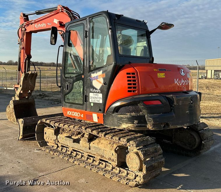 image for item LK9690 2021 Kubota KX080-4S2  mini excavator