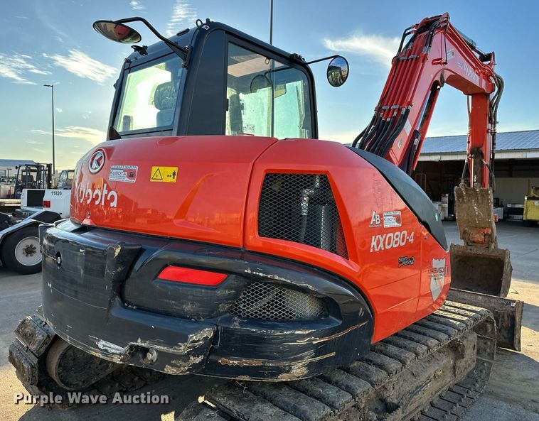 image for item LK9690 2021 Kubota KX080-4S2  mini excavator