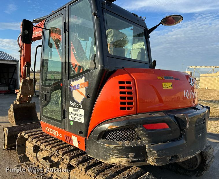 image for item LK9690 2021 Kubota KX080-4S2  mini excavator